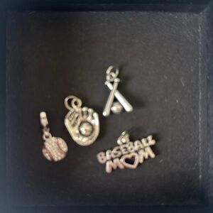 Set of 4 baseball charms / sliders for chain new